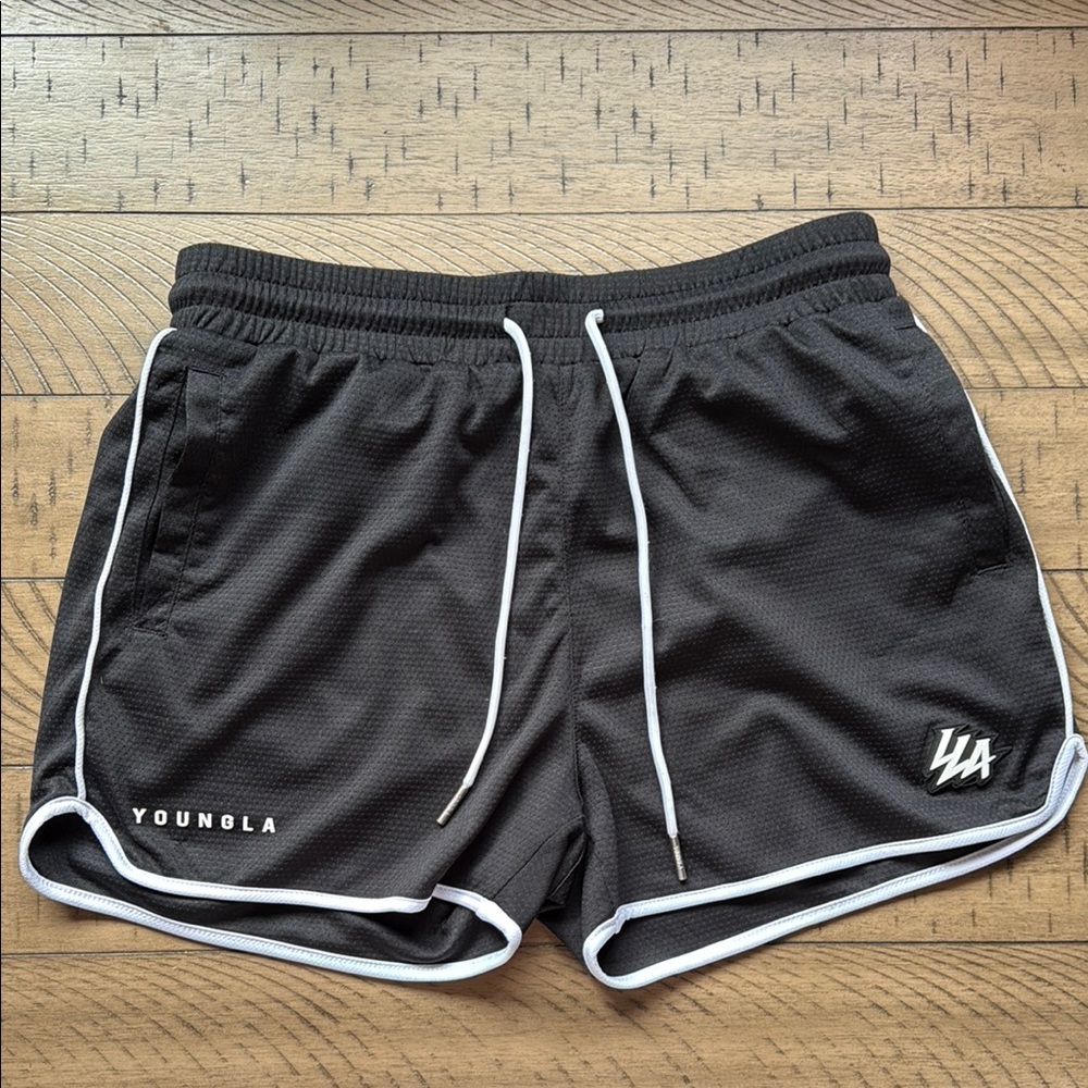 YoungLA 1037 Black Mesh Bodybuilding Shorts